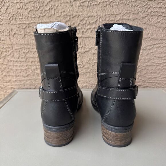 NEW Taos Crave Leather Boots Womens Size 7-7.5 US 38EU Black Moto Combat Prairie - Picture 4 of 15
